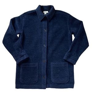 J Crew Navy Wool Blend Coat, Oversized, Size Small